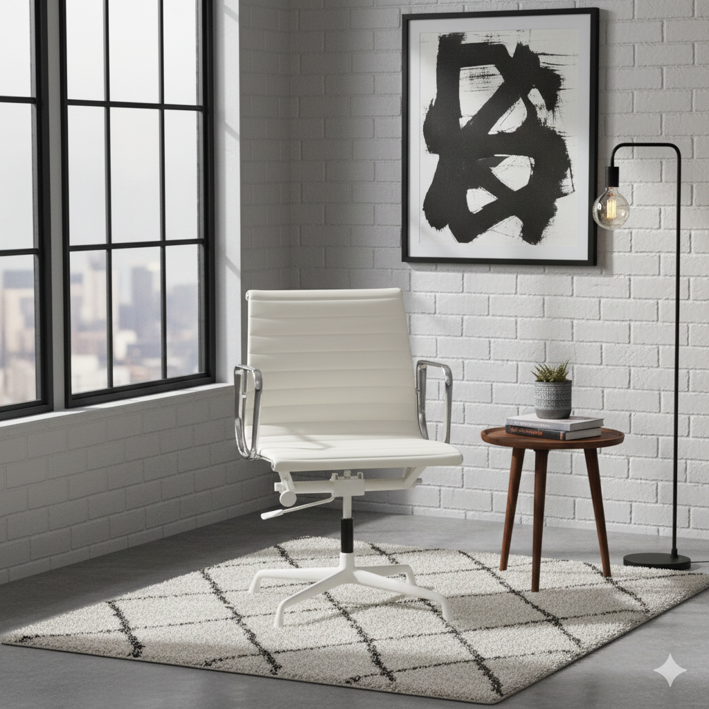 Eames Office Aluminium Chair EA 118 Powder Coated White